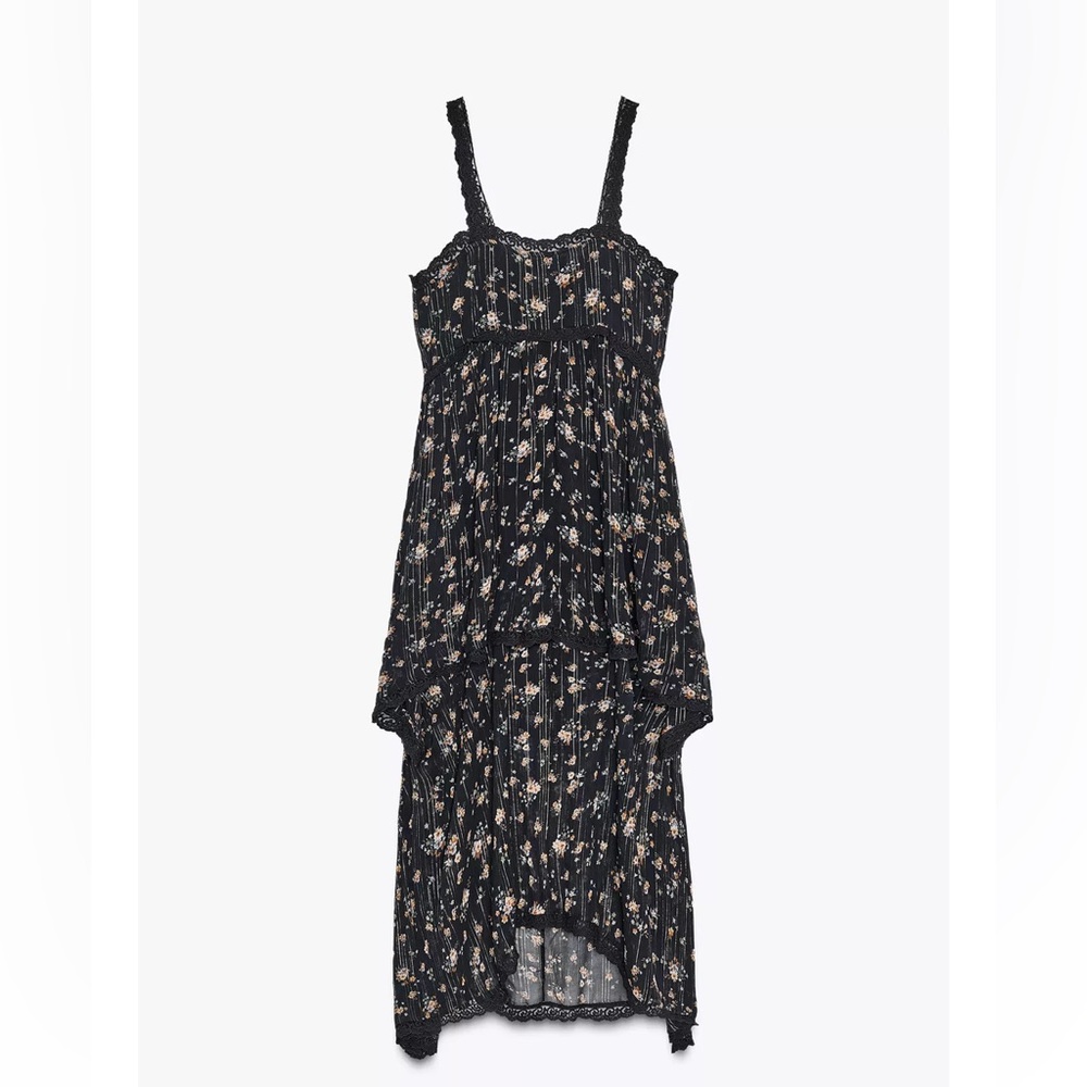 ZARA CHIFFON SEQUINS FLORAL DRESS - Picture 7 of 8